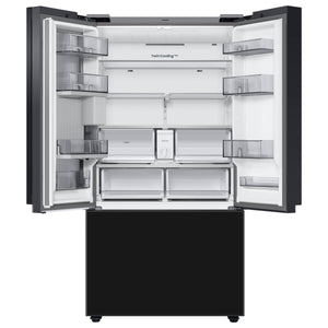 Samsung Bespoke 3-Door French Door Counter-Depth Black Smart Hub Refrigerator (2 Panels Sold Separately)