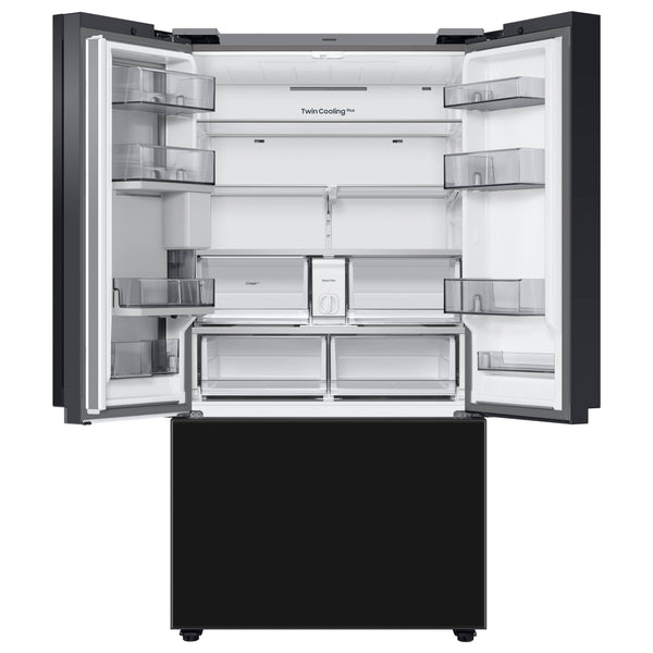 Samsung Bespoke 3-Door French Door Counter-Depth Black Smart Hub Refrigerator (2 Panels Sold Separately)