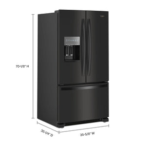 Whirlpool Standard-Depth 24.7-cu ft 3 -Door French Door Refrigerator with Ice Maker with Water and Ice Dispenser ( Black ) ENERGY STAR Certified