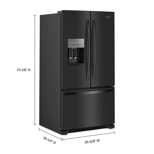Whirlpool Standard-Depth 24.7-cu ft 3 -Door French Door Refrigerator with Ice Maker with Water and Ice Dispenser ( Black ) ENERGY STAR Certified