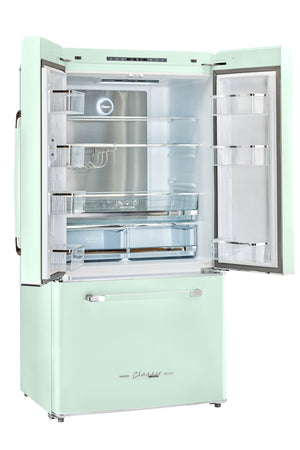 UNIQUE Classic Retro Counter-Depth 21.4-cu ft 3 -Door French Door Refrigerator with Ice Maker with Ice Dispenser ( Summer Mint Green ) ENERGY STAR Certified