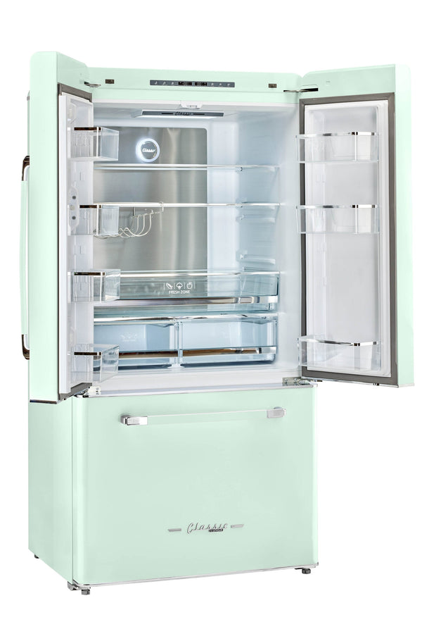 UNIQUE Classic Retro Counter-Depth 21.4-cu ft 3 -Door French Door Refrigerator with Ice Maker with Ice Dispenser ( Summer Mint Green ) ENERGY STAR Certified