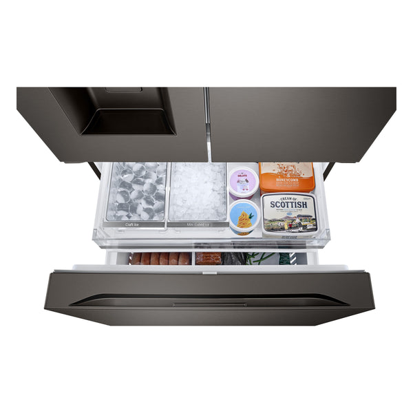 LG Counter-Depth 4 Types of Ice 25.5-cu ft 3 -Door Smart Compatible French Door Refrigerator with Dual Ice Maker with Water and Ice Dispenser ( PrintProof Black Stainless Steel ) ENERGY STAR Certified