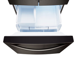 LG Standard-Depth 21.8-cu ft 3 -Door French Door Refrigerator with Ice Maker ( Black stainless steel )