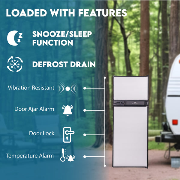 Equator Advanced Appliances RV 12V/DC OFF-GRID 10-cu ft Counter-Depth Top-Freezer Refrigerator Built-In ( Stainless )