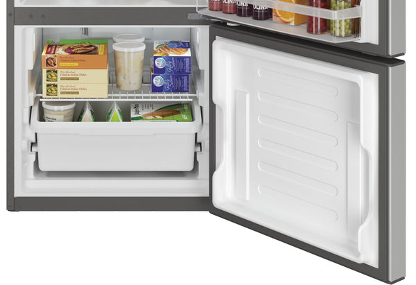 GE 20.8-cu ft Standard-Depth Bottom-Freezer Refrigerator Ice Maker Optional (sold separately) ( Stainless Steel ) ENERGY STAR Certified