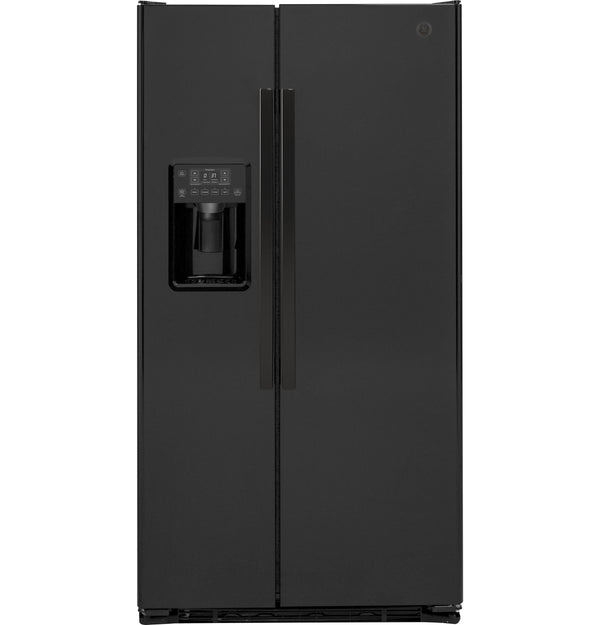 GE 21.9-cu ft Counter-Depth Side-by-Side Refrigerator with Ice Maker ,Water and Ice Dispenser ( Black )