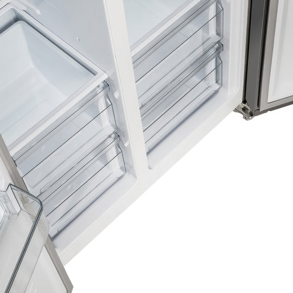 FORNO Salerno 15.6-cu ft Counter-Depth Side-by-Side Refrigerator Built-In ( Stainless steel )