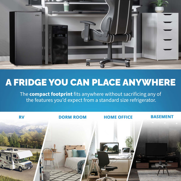 NewAir Mini Fridges 3.3-cu ft Mini Fridge with Freezer ( Gray ) ENERGY STAR