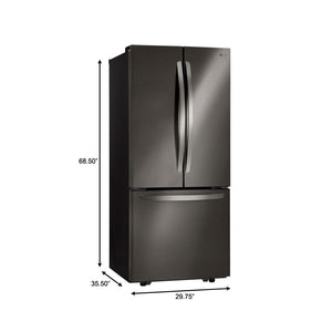 LG Standard-Depth 21.8-cu ft 3 -Door French Door Refrigerator with Ice Maker ( Black stainless steel )