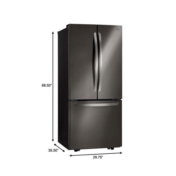 LG Standard-Depth 21.8-cu ft 3 -Door French Door Refrigerator with Ice Maker ( Black stainless steel )