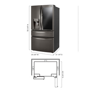 LG Counter-Depth Craft Ice 22.5-cu ft 4 -Door Smart Compatible French Door Refrigerator with Dual Ice Maker with Water and Ice Dispenser and Door within Door ( PrintProof Black Stainless Steel ) ENERGY STAR Certified