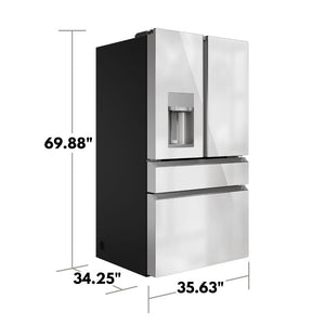Cafe Standard-Depth Modern Glass 27.8-cu ft 4 -Door Smart Compatible French Door Refrigerator with Ice Maker with Water and Ice Dispenser ( Platinum Glass ) ENERGY STAR Certified
