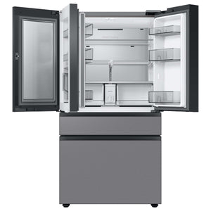 Samsung Bespoke Standard-Depth Beverage Center 28.8-cu ft 4 -Door Smart Compatible French Door Refrigerator with Dual Ice Maker with Water Dispenser and Door within Door ( Stainless Steel - All Panels ) ENERGY STAR Certified