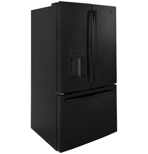 GE Standard-Depth 25.6-cu ft 3 -Door French Door Refrigerator with Ice Maker with Water and Ice Dispenser ( Black ) ENERGY STAR Certified
