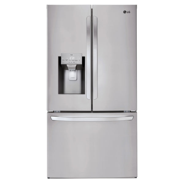 LG Standard-Depth 27.7-cu ft 3 -Door Smart Compatible French Door Refrigerator with Ice Maker with Water and Ice Dispenser ( Printproof Stainless Steel ) ENERGY STAR Certified