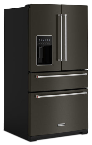 KitchenAid Standard-Depth 26.2-cu ft 4 -Door French Door Refrigerator with Water and Ice Dispenser ( Black Stainless )