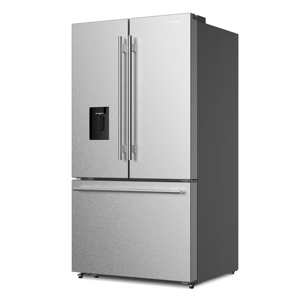 Cosmo Counter-Depth 22.4-cu ft 3 -Door French Door Refrigerator with Ice Maker with Water Dispenser ( Stainless Steel ) ENERGY STAR Certified