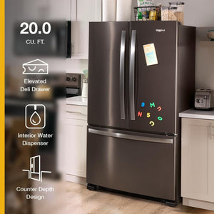 Whirlpool Counter-Depth 20-cu ft 3 -Door French Door Refrigerator with Ice Maker ( Black ) ENERGY STAR Certified