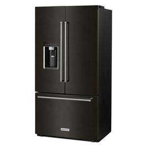 KitchenAid Counter-Depth 23.8-cu ft 3 -Door French Door Refrigerator with Ice Maker with Water and Ice Dispenser ( Black Stainless Steel with PRINTSHIELD Finish )