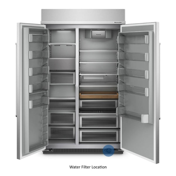 KitchenAid 30-cu ft Counter-Depth Side-by-Side Refrigerator Built-In with Ice Maker ( Stainless Steel with PrintShield Finish )