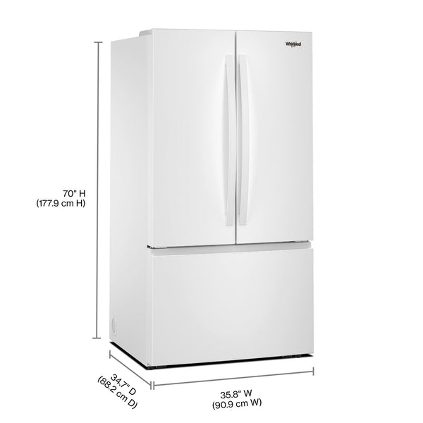 Whirlpool Standard-Depth 31-cu ft 3 -Door French Door Refrigerator with Ice Maker with Water Dispenser ( White ) ENERGY STAR Certified