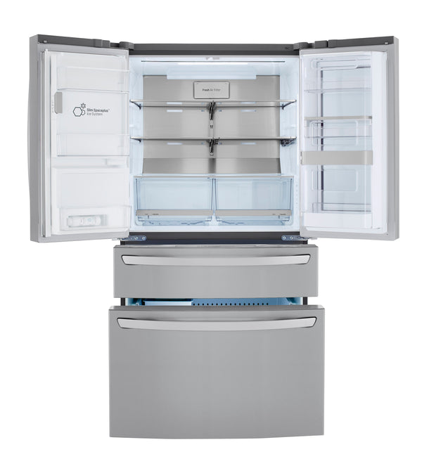 LG Counter-Depth Craft Ice 22.5-cu ft 4 -Door Smart Compatible French Door Refrigerator with Dual Ice Maker with Water and Ice Dispenser and Door within Door ( PrintProof Black Stainless Steel ) ENERGY STAR Certified