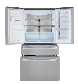 LG Counter-Depth Craft Ice 22.5-cu ft 4.0 -Door Smart Compatible French Door Refrigerator with Dual Ice Maker with Water and Ice Dispenser and Door within Door ( PrintProof Stainless Steel ) ENERGY STAR Certified