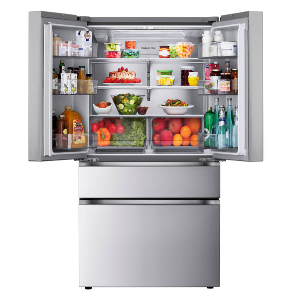 LG Counter-Depth 25.5-cu ft 4 -Door Smart Compatible French Door Refrigerator with Ice Maker with Water Dispenser ( PrintProof Stainless Steel ) ENERGY STAR Certified