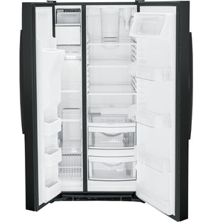 GE 23-cu ft Side-by-Side Refrigerator with Ice Maker ,Water and Ice Dispenser ( Black ) ENERGY STAR Certified
