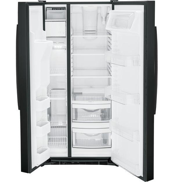 GE 23-cu ft Side-by-Side Refrigerator with Ice Maker ,Water and Ice Dispenser ( Black )