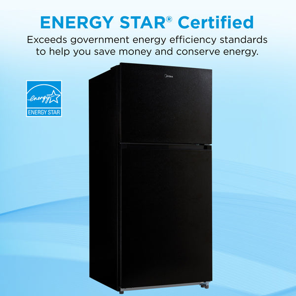 Midea Fingerprint Resistant 20.5-cu ft Top-Freezer Refrigerator ( Black ) Garage Ready ENERGY STAR Certified