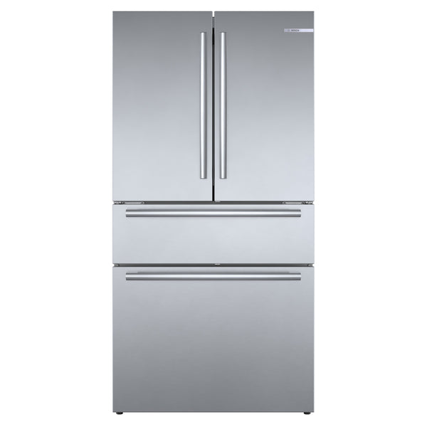 Bosch Counter-Depth 800 Series 21-cu ft 4 -Door French Door Refrigerator with Ice Maker ( Stainless steel ) ENERGY STAR Certified