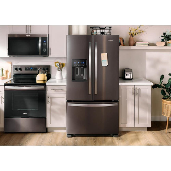 Whirlpool Standard-Depth 24.7-cu ft 3 -Door French Door Refrigerator with Ice Maker with Water and Ice Dispenser ( Black Stainless Steel ) ENERGY STAR Certified
