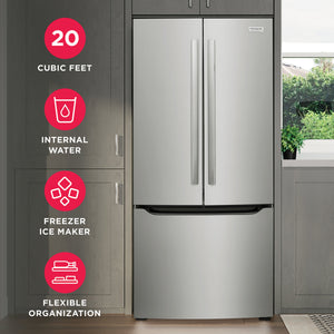 Frigidaire Gallery Standard-Depth 20-cu ft 3 -Door French Door Refrigerator with Ice Maker with Water Dispenser ( Smudge-Proof Stainless Steel ) ENERGY STAR Certified
