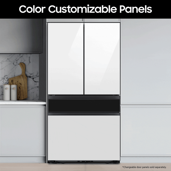 Samsung Bespoke Standard-Depth Beverage Center 28.8-cu ft 4 -Door Smart Compatible French Door Refrigerator with Dual Ice Maker with Water Dispenser and Door within Door ( Morning Blue with White Glass Panels ) ENERGY STAR Certified