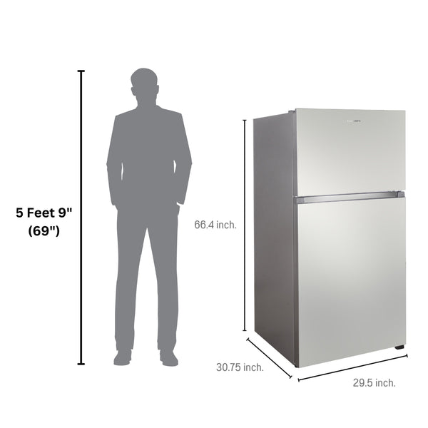 ConServ Reversible Door with Built-in Ice Maker 18-cu ft Top-Freezer Refrigerator with Ice Maker ( Stainless ) ENERGY STAR Certified