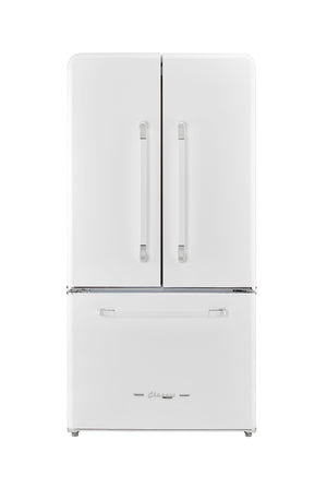 UNIQUE Classic Retro Counter-Depth 21.4-cu ft 3 -Door French Door Refrigerator with Ice Maker with Ice Dispenser ( Marshmallow White ) ENERGY STAR Certified
