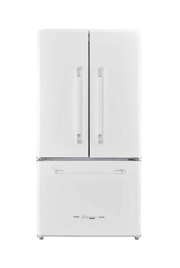UNIQUE Classic Retro Counter-Depth 21.4-cu ft 3 -Door French Door Refrigerator with Ice Maker with Ice Dispenser ( Marshmallow White ) ENERGY STAR Certified