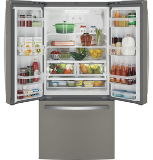 GE Standard-Depth 24.8-cu ft 3 -Door French Door Refrigerator with Ice Maker with Water Dispenser ( Slate ) ENERGY STAR Certified