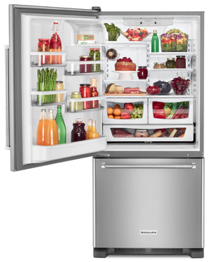 KitchenAid 18.67-cu ft Standard-Depth Bottom-Freezer Refrigerator Ice Maker Optional (sold separately) ( Stainless steel )