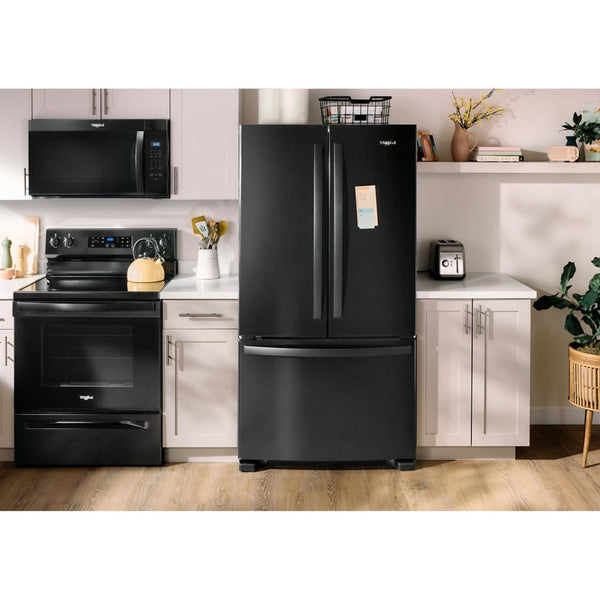 Whirlpool Counter-Depth 20-cu ft 3 -Door French Door Refrigerator with Ice Maker ( Black ) ENERGY STAR Certified