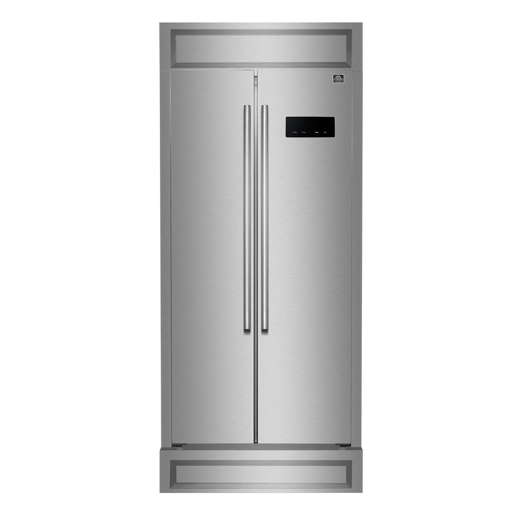 FORNO Salerno 15.6-cu ft Counter-Depth Side-by-Side Refrigerator Built-In ( Stainless steel )
