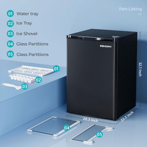 Euhomy  4.4 cu. ft. Black Mini Refrigerator with Freezer