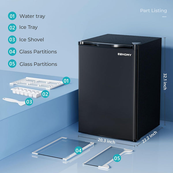 Euhomy  4.4 cu. ft. Black Mini Refrigerator with Freezer
