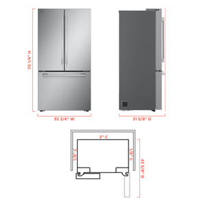 LG STUDIO Counter-Depth 26.5-cu ft 3 -Door Smart Compatible French Door Refrigerator with Ice Maker with Water Dispenser ( PrintProof Stainless Steel ) ENERGY STAR Certified