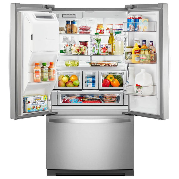 Whirlpool Standard-Depth 26.8-cu ft 3 -Door French Door Refrigerator with Ice Maker with Water and Ice Dispenser ( Fingerprint Resistant Stainless Steel ) ENERGY STAR Certified