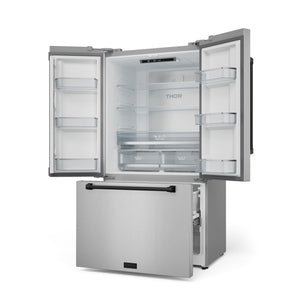 Thor Kitchen Counter-Depth Gordon Ramsay Series 20.3-cu ft 3 -Door French Door Refrigerator with Ice Maker with Ice Dispenser ( Stainless Steel with Black Accents ) ENERGY STAR Certified