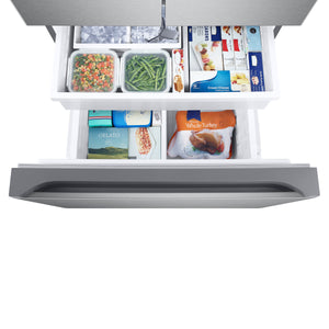 Samsung Standard-Depth Inner Beverage Center 24.5-cu ft 3 -Door Smart Compatible French Door Refrigerator with Dual Ice Maker with Water Dispenser ( Fingerprint Resistant Stainless Steel ) ENERGY STAR Certified