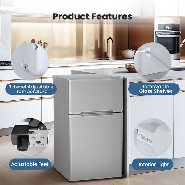 COWSAR 3.1-cu ft Mini Fridge with Freezer ( Grey )